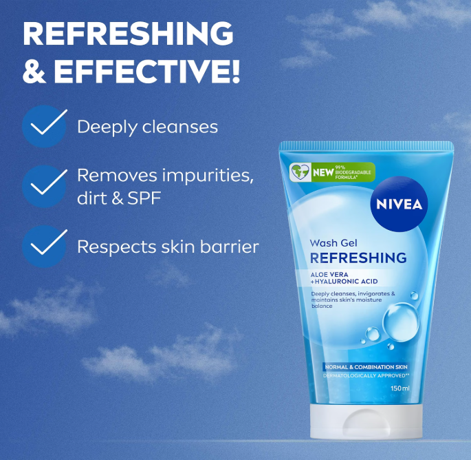 NIVEA Refreshing Face Wash Gel with Hyaluronic Acid 150ml